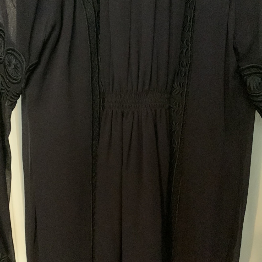 Rungolee Dark Navy Cocktail Dress, szS, fully lined chiffon embroidered dress. - Picture 7 of 9